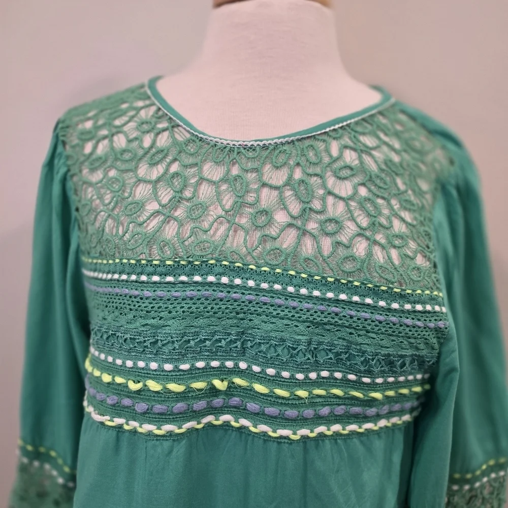 Anthro Blnk London Sunshine Green Peasant Blouse